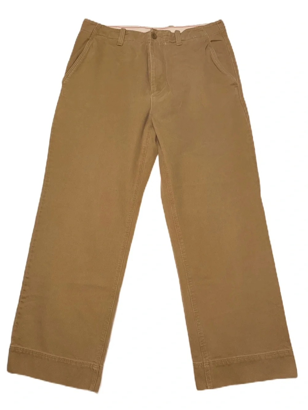 Vintage J. Crew Chino Pants 34X30 Beige Tan Cotton Flat Front Classic Fit Zipper